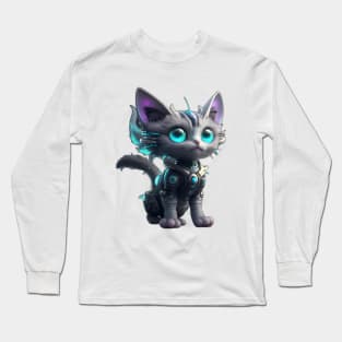 Futuristic Cyborg Cat Long Sleeve T-Shirt